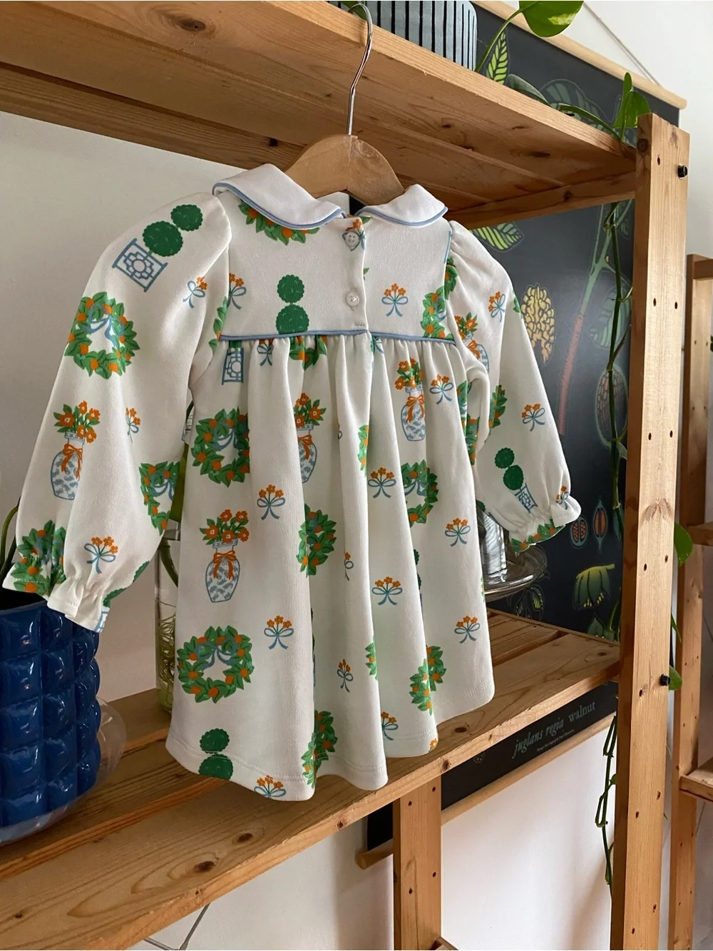 TBBC The Beaufort Bonnet Company Maerin Fitz Frock Dress White Blue 6-12 months